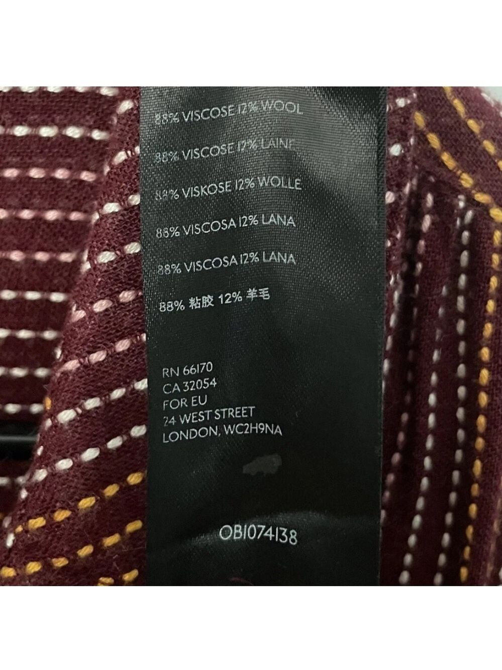 Anthropologie Isadora Button Back Tunic Burgundy Stripe Dot Wool Blend SIze S - Picture 13 of 13